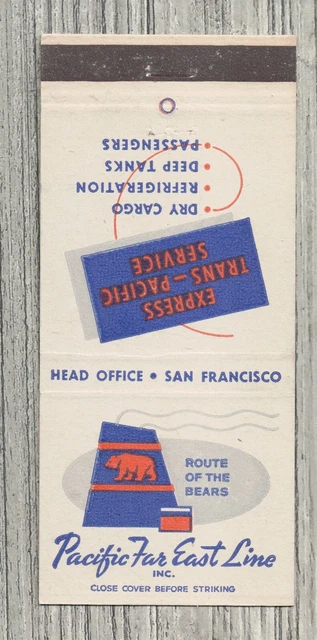 Matchbook Cover-Pacific Far East Lines-Route of the Bears-9334
