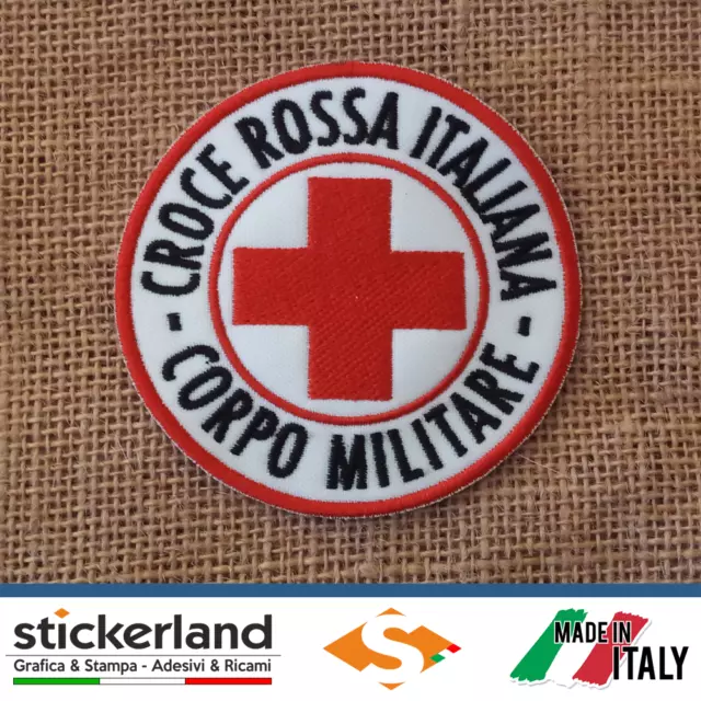 Toppa Patch ricamata Croce Rossa Italiana CRI - Corpo Militare con velcro M/F