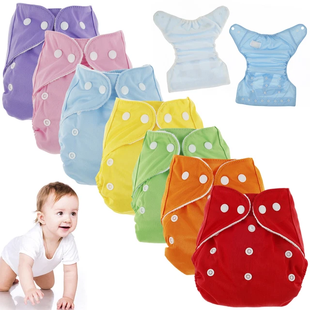 7Pcs Baby Cloth Nappies Reusable Pocket Nappy Washable Adjustable Diapers-Cloth 2