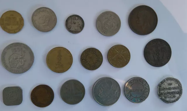 Lot de 15 Pièces diverses (sheqel, rupee, francs)