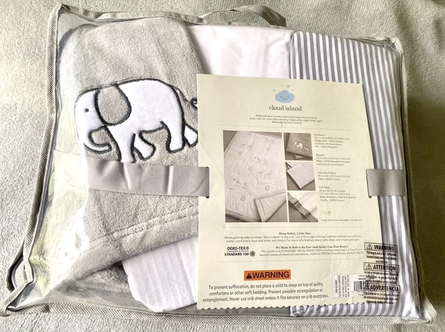 Juego de cama para cuna dos por dos 4 piezas - gris isla nube hecho para Target Corporation