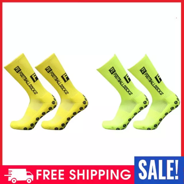 Round Silicone Suction Non Slip Football Socks Sport Training Sock (Yellow)