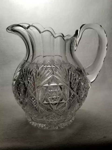Beautiful Hawkes? ABP Large American Brilliant Period Cut Glass Pitcher "