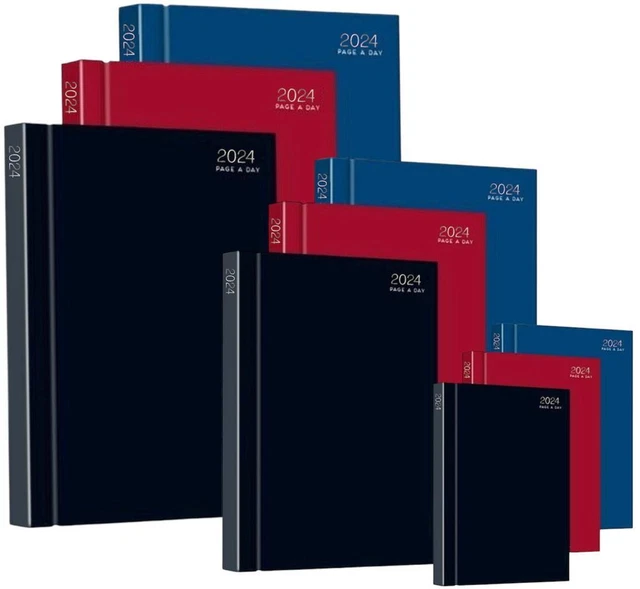 2024 A4/A5/A6 DIARY Week to View Page a Day Desk Diary Hard Backed