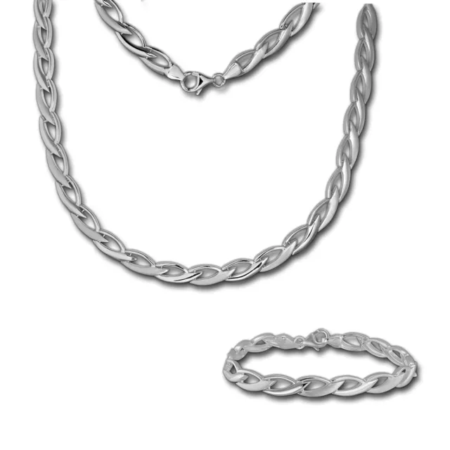 SilberDream Collier & Armband glanz Zopf Silber Schmuck Set für Damen SDS438J