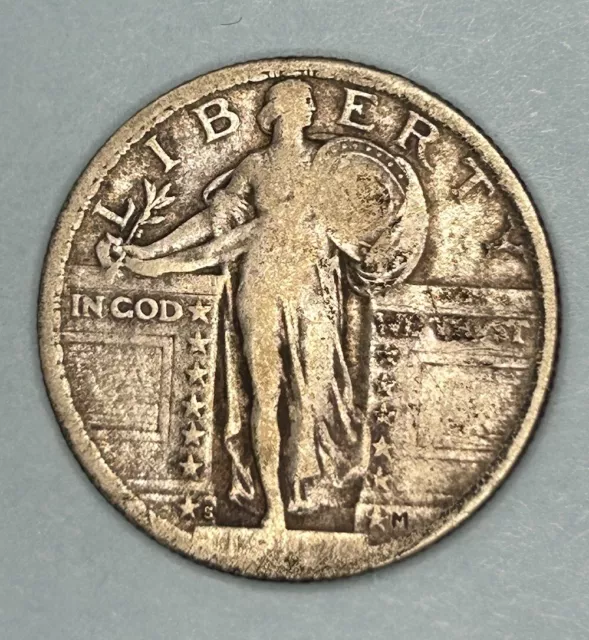 1917 S Standing Liberty Quarter Fine Type 2-90% US Silver Coin-Zm