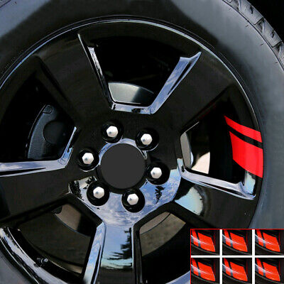 6 x adesivi decalcomania vinile ruote auto riflettenti rosso per cerchio 16""-21""