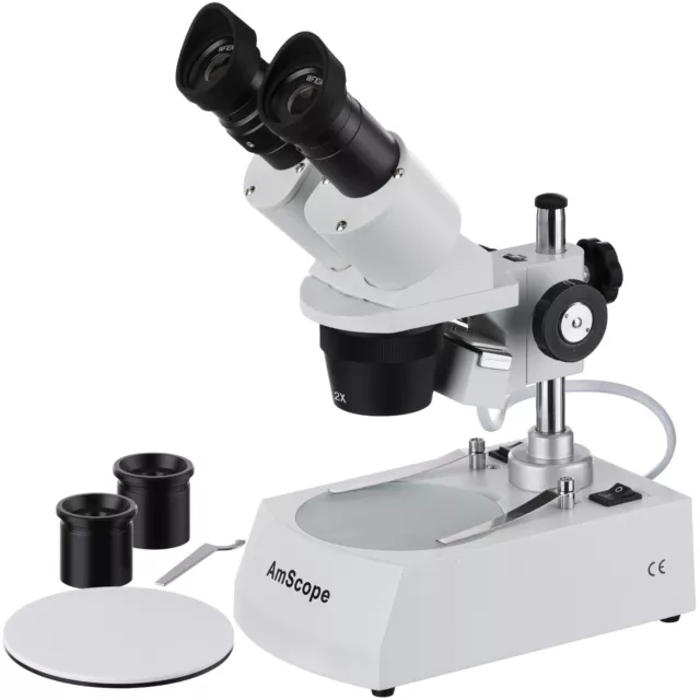 Microscopio estéreo binocular AmScope 20X-40X-80X iluminación doble multiuso