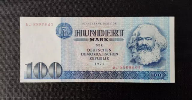 GERMANY DEMOCRATIC-100 MARK-1975-PICK 31a-KARL MARX-SERIAL-888...UNC