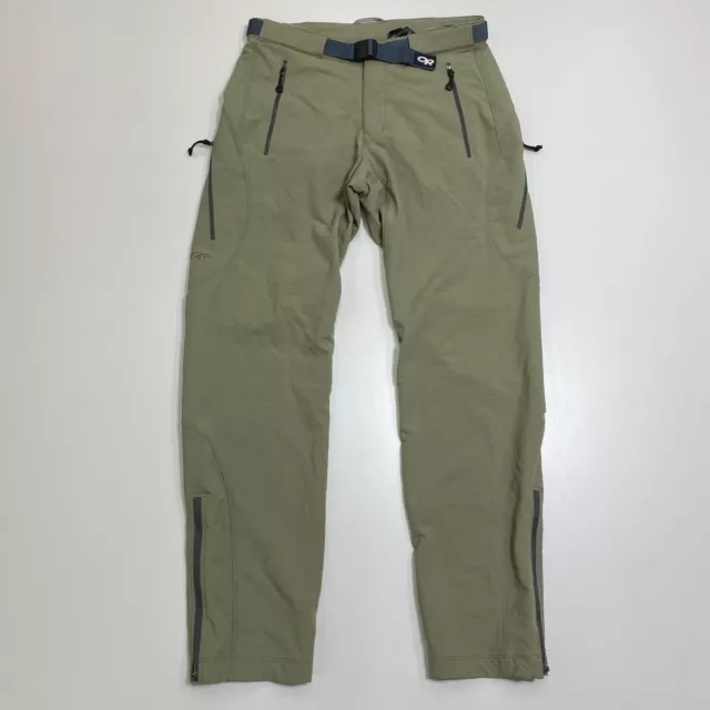 Outdoor Research Hiking Pants Womens S Beige Belted Zipped Pockets Stretch