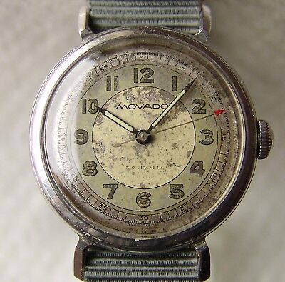 33mm MEN'S WWII era MOVADO collection MILITARY STYLE WRISTWATCH good condition