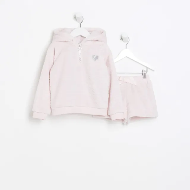 River Island Mini Girls Hoodie Loungewear 2 Piece Set Pink Cosy Outfit