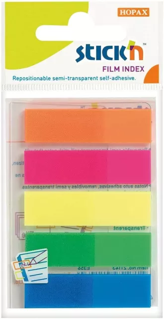 Stick N 21050 Value 12 mm Film Index Tab - Neon Multi-Colour 1 Multicolor
