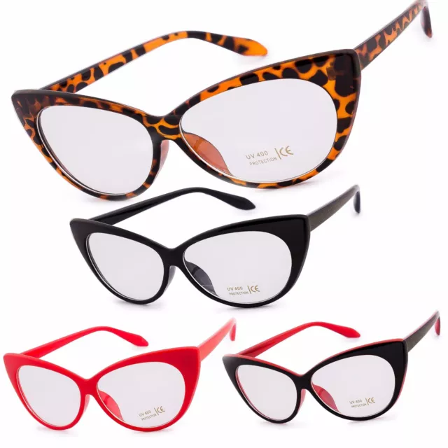 Women Glasses Clear Lens Cat Eye Unisex Classic Fashion Style 80" Fun