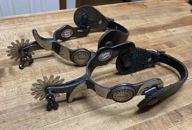 Vintage Pair Colorado Saddlery Spurs Denver Western Silver