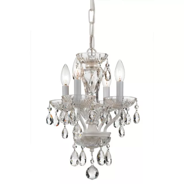 Crystorama Traditional Italian Crystal 4 Lt White Mini Chandelier - 5534-WW-CL-I