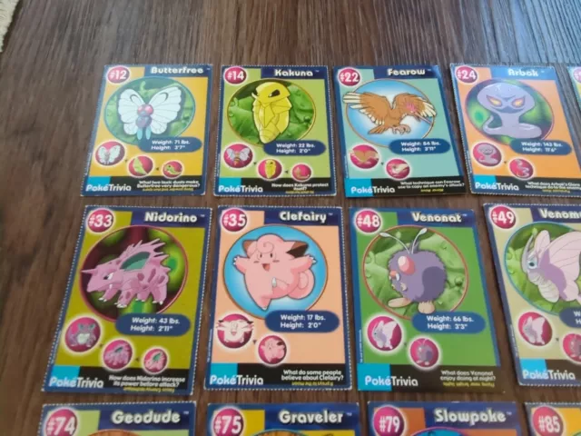 1999 Pokemon Poke Trivia Burger King 47 perforated card lot, excellent condition 3