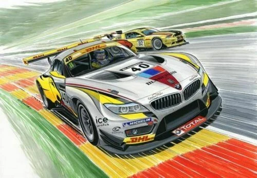 Plaque métal voiture de course bmw 30 X 20 CM