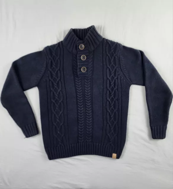 Vintage Weatherproof Sweater Mens Size Medium Navy-Blue Cable Knit Acrylic