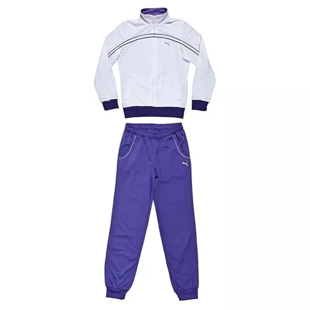 Puma Long Sleeve Zip Up White Purple Kids Track Suit 829349 01