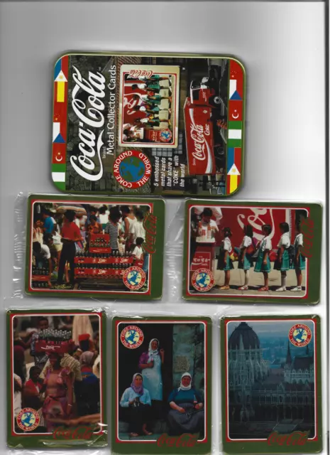1 Lot (4) of Coca Cola Metal Collector Cards