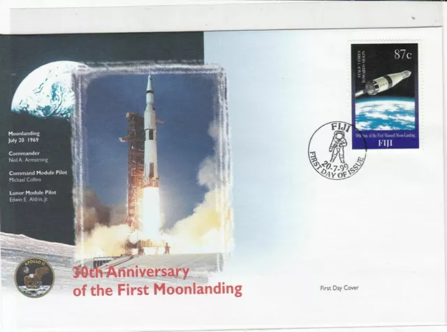 fiji 30th anniversary moon landing stamps cover 1999 ref 19484