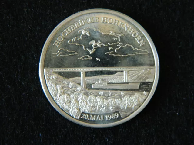 Nachlass-selten-sehr seltene Medaille-Hochbrücke Hohenhörn-echt Silber-1989-Rar