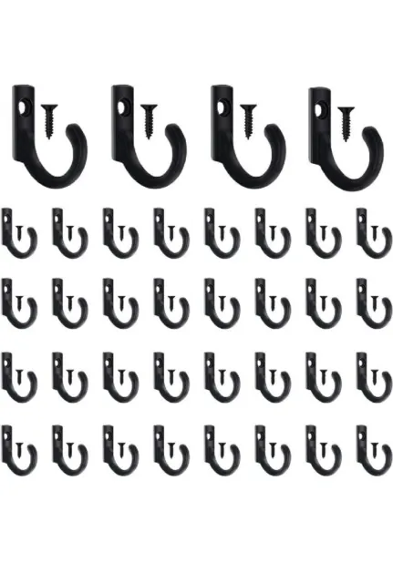 58 Pieces Black Small Key Hooks, Steel Wall Mounted Coat Hook, Single Hanger for