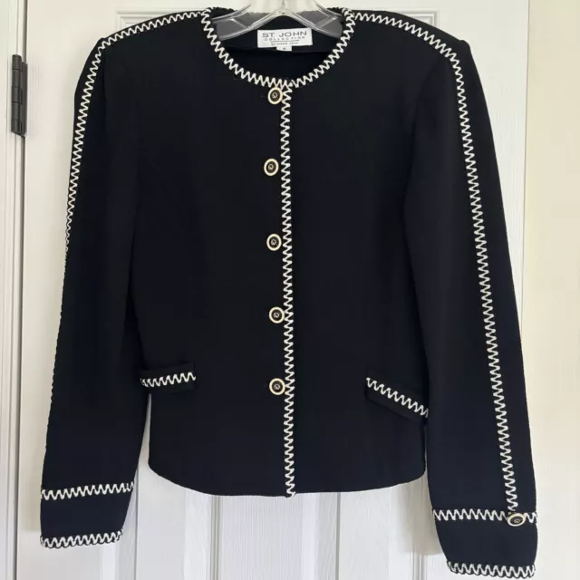 St. John Collection Santana Knit Black Blazer Jacket