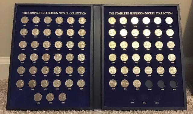 The Complete Jefferson Nickel Collection 72 Coins  1938-2007 All Uncir In  Album