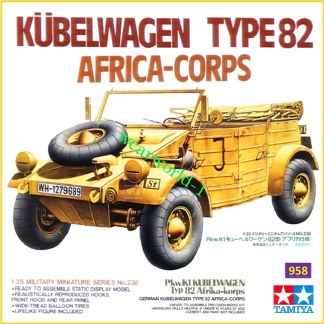 TAMIYA 35238 1/35 German Kubelwagen Type 82 AfricaCorps Model Kit 19.