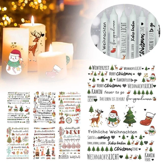 Decorazioni candele tatuaggio di Natale adesivo candele di Natale adesivo, O3L1