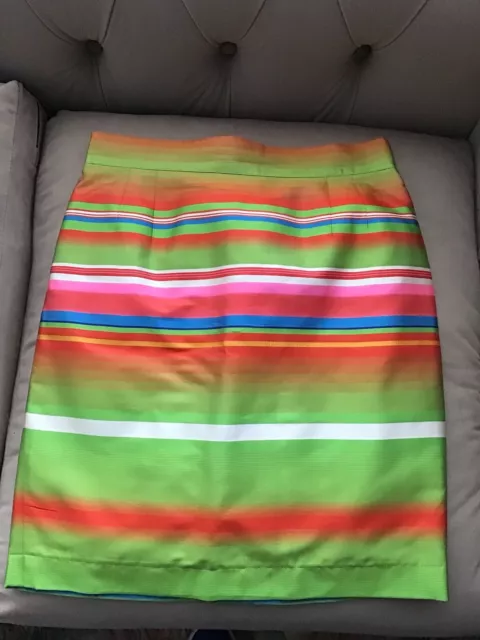 Christian Dior Silk Striped Skirt Green/red/blue - Size 12-14