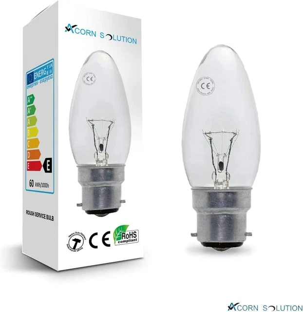 20er-Pack 60W Kerzenlicht Glühbirnen Bajonett Kappe B22 klar 240V 2800K warmes Licht Zuhause