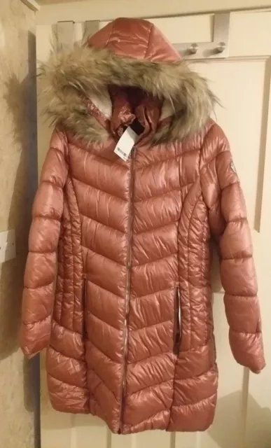 BNWT Girls Next Pink Padded Winter Hooded Coat Jacket Age 16 Yrs New