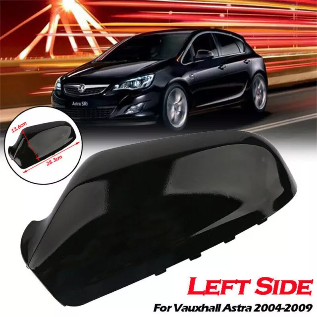 For Vauxhall Astra H MK5 2004-2009 Gloss Black Wing Mirror Cover Cap Left Side