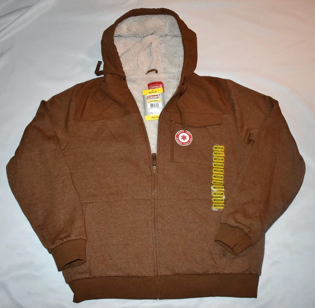 Coleman Men's Medium Full Zip Sherpa Fleece Lined Work Hoodie Sweatshirt Jacket