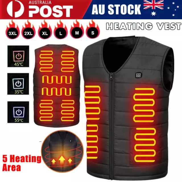 USB Electric Heated Warm Vest Men Women Rechargeable Heating Coat Jacket Skiing