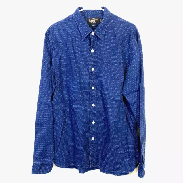 RRL Ralph Lauren Polka Dot Print 100% Linen Workshirt-MEN- L