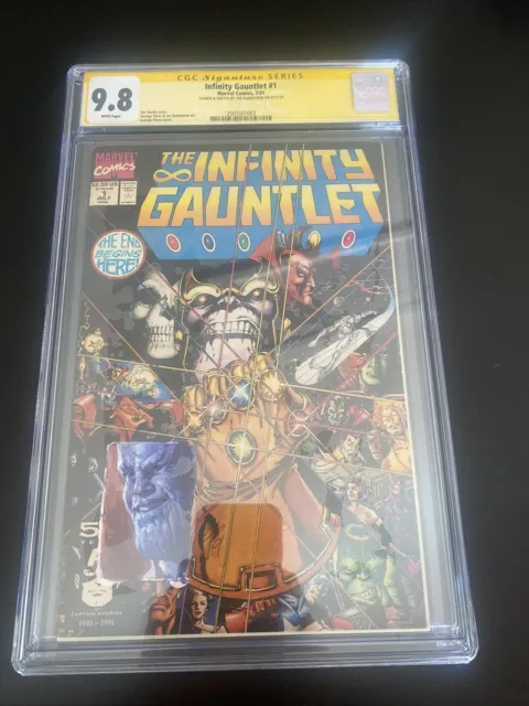 Infinity Gauntlet #1 - CGC SS 9.8 Signed And Thanos Sketch By Joe Rubenstein