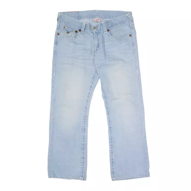 TRUE RELIGION MENS Billy Distressed Jeans Blue Denim Wide-Leg Stone Wash  W34 L29 £35.99 - PicClick UK