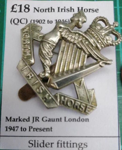 North Irish Horse Regiment (Queens Crown) Regimental Cap Badges