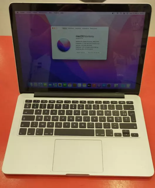 Ordinateur portable Apple Macbook Pro Retina 2015 - 13 Pouces - Monterey