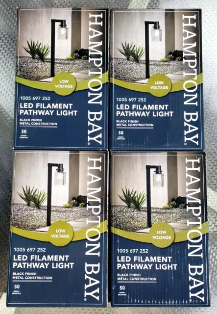 LOT OF 4 Hampton Bay 1-Watt Low Voltage LED Pathway Light - Black - NEW