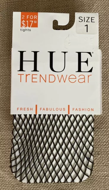 NEW!!! HUE TRENDWEAR Fishnet Tights Espresso Brown Sheer SIZE 1 100-150lbs NWT