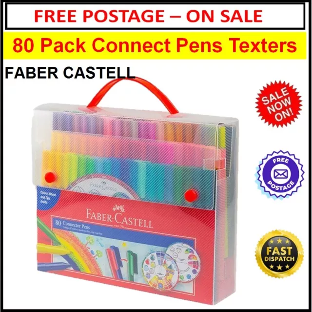 80x Faber Castell Connector Pens Texters Colouring Drawing Kids School Set NEW