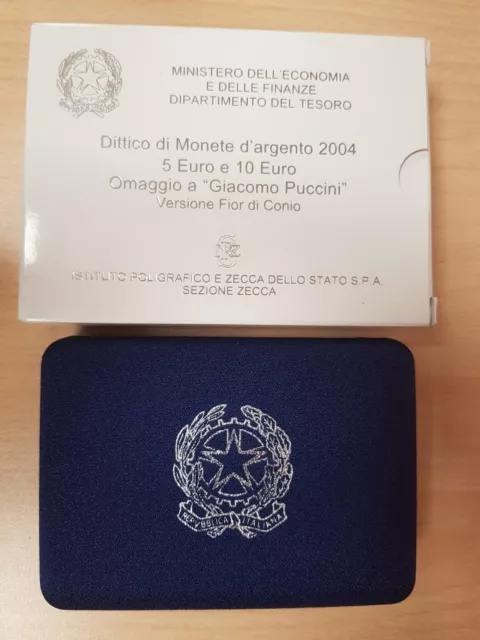Repubblica 2004 Dittico Giacomo Puccini 5 E 10 Euro Arg.