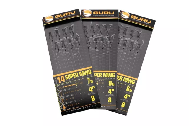 Guru 2 X 8pk Super Mwg 10.2cm Vitesse Stop Prêt Rigs Tout Tailles Pêche Matériel