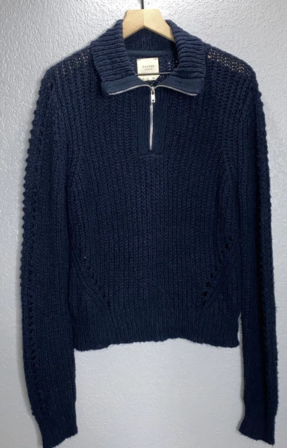 Harper Heritage 1/4 Zip Sweater Pullover Chunky Knit Blue Size Medium