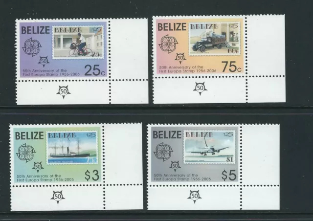 BELIZE 2005 50th ANN. of EUROPA STAMP-ON-STAMP theme complete set of 4 VF MNH